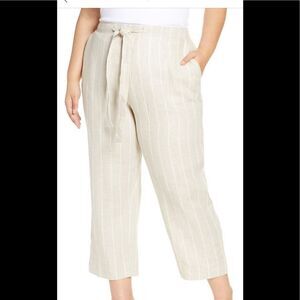 Sanctuary 100% linen  high rise elastic belt cropped pants size 20W, NWT